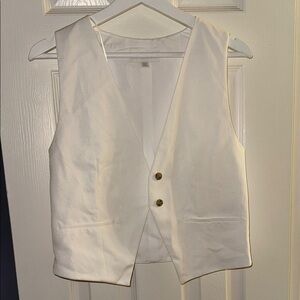 Stylish White Vest with Gold Buttons
